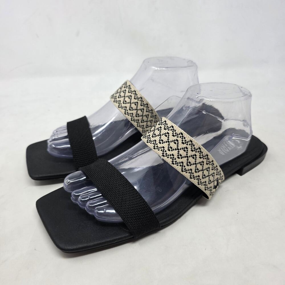 VIVAIA Maya Black Ivory Square Toe Slide Sandals Women’s 11.5
